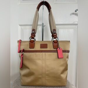 COACH NYLON & LEATHER TOTE BAG #11745